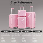 4 Piece Luggage Set, Hardside Expandable Lightweight Suitcase with 360° Mute Spinner Wheels Luggage Sets, TSA Lock, 14/20/24/28 Inch Travel Luggage for Men, Women and Girls (Pink)