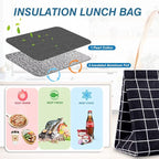 iknoe Insulated Lunch Bag for Women & Adults, 9L Foldable Wide-Open Cooler Bag with Pockets, Leakproof & Portable, for Picnic, Office, Beach(Black square)
