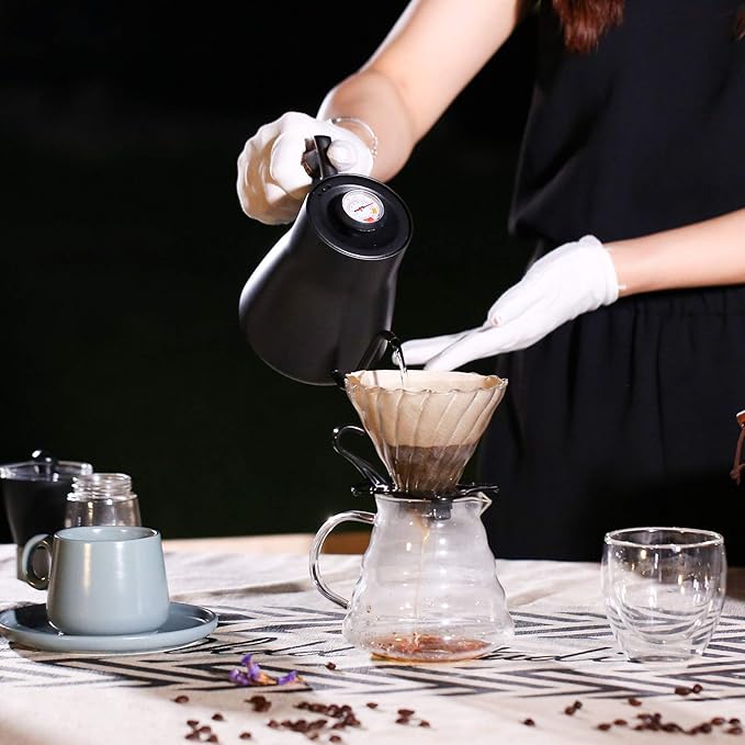 SOTECH Pour Over Coffee Maker Set Coffee Kettle Scale Server Dripping Cup Bean Grinder Filter Paper Ceramic Cup ALL in 1 Great Portable Metal Box for Traveling Excellent Coffee Gift