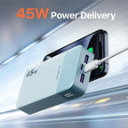 JUOVI J2621 Power Bank Portable Charger 20000mAh 45W, PD3.0 QC 4.0 Fast Charging Battery Pack with LED Display,2 USB-C,2 USB-A for iPhone 15 16, MacBook