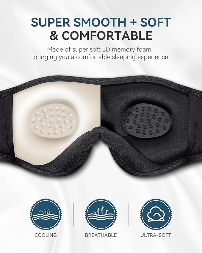 MUSICOZY Sleep Headphones Bluetooth 5.4 Headband Sleeping Eye Mask for Mom Women Men Wireless Music Earbuds Earphones for Side Sleepers Built-in HD Speakers Cool Gadgets Unique Gifts