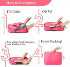 Gonex Compression Packing Cubes, 4pcs Expandable Storage Travel Luggage Bags Organizers (Bright Pink)