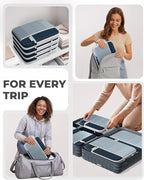 Percover Compression Packing Cubes 6-Piece Set, Packing Cubes Compression for Travel with Multi-Size Organization, Travel Organizer for Carry On & Checked Luggage, Navy Blue