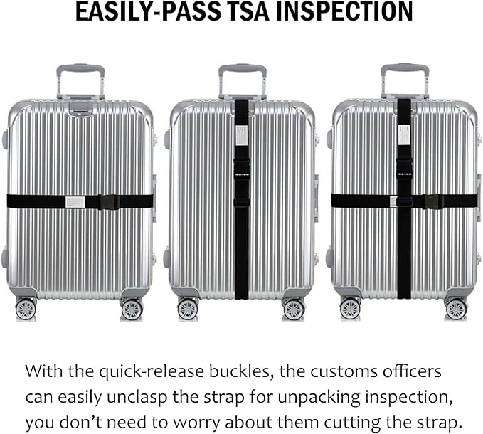 Ultra Long Heavy Duty Luggage Straps for Suitcases/Uprights/Duffels/Bags, 79" Adjustable Travel Packing Belts for Cargo Safety, Sturdy Baggage Strap Belts Multi-Pack