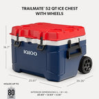 Igloo Trailmate 52Qt Wheeled Cooler, Insulated Hard Shell Ice Chest, Americana