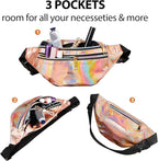 Frienda 2 Pieces Holographic Fanny Pack for Women Colorful Sport Waist Bag Pack