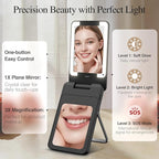 Magnetic Wireless Power Bank, 5000mAh Portable Charger with LED Makeup Mirror & Phone Stand, 20W USB-C Fast Charging Battery Pack for iPhone 17/16/15/14/13/12 Series, Black Totem
