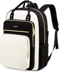 LOVEVOOK Laptop Backpack, Unisex, D-black-beige, 19 x 13.3 x 7.9 in, 1.9 lbs, 30L capacity, 18 pockets, ergonomic shoulder straps, thick EVA foam laptop protection