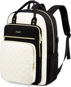 LOVEVOOK Laptop Backpack, Unisex, D-black-beige, 19 x 13.3 x 7.9 in, 1.9 lbs, 30L capacity, 18 pockets, ergonomic shoulder straps, thick EVA foam laptop protection