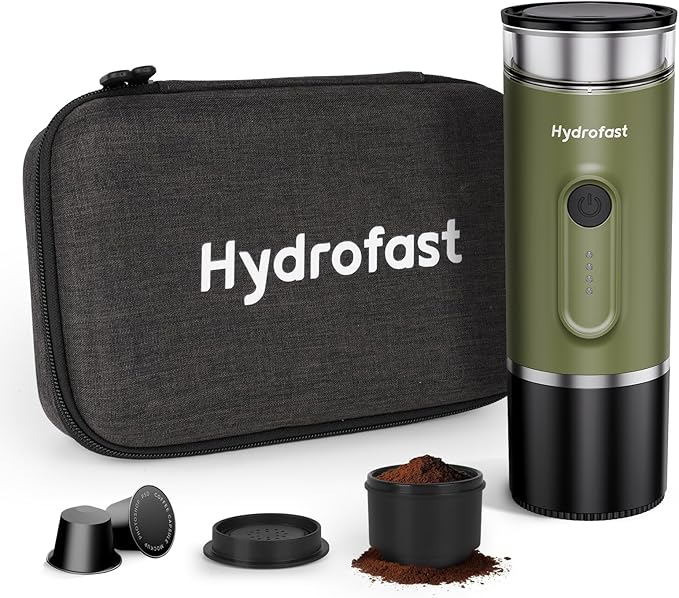 Portable Electric Espresso Machine, Self-Heating Travel Coffee Maker with 7800mAh Battery, USB-C Rechargeable, Compatible with Ground Coffee & Capsules, Maker for Camping, Office, Car