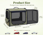 Pecute Dog Car Carrier Stable and Light Weight, Expandable Extra Space Dog Carrier for Cars, Breathable Dog Car Crate, Foldable Pet Carrier for Both Indoor and Outdoor Use, Pet Travel Crate Green