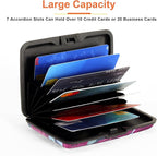 Mayski Credit Card Holder, RFID Blocking, Aluminum Alloy Hard Case, Small Mini Business Metal Wallet for Women Men, Rose