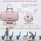 Women Weekender Travel Duffle Bag: Travel Duffel Overnight Bags with Shoe Compartment Large Carry on Tote with Toiletry Bag Weekend Traveling Yoga Gym Hospital Bag for Women with Wet Pocket 3 PCS Set