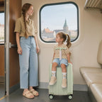 Apelila 20" Ride-On Suitcase with Seat, Double Handle Carry On Luggage with Mesh Pocket & Side Hooks, Hard Shell Spinner Wheels, TSA Lock & Seat Belt
