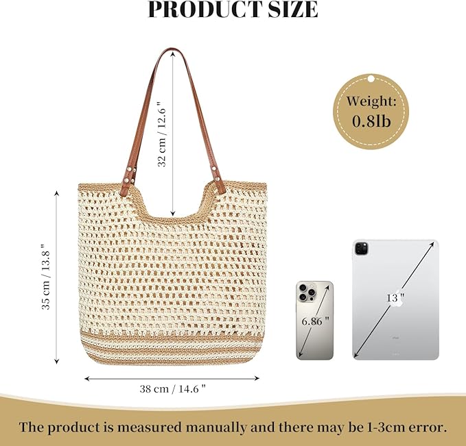Crochet Beach Bag Summer Woven Tote Bag Crochet Purse for Women handbags Boho Shoulder Bags for Travel Vacation