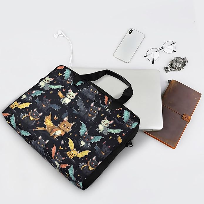 MNSRUU Laptop Bag for 15.6 inch Black Gothic Bats