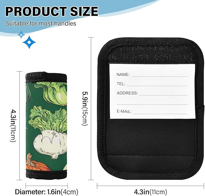 Vegetables Green Luggage Handle Wrap for Suitcase Luggage Tags Handle Covers Identifiers Soft Decorations Travel Accessories 2 Pack