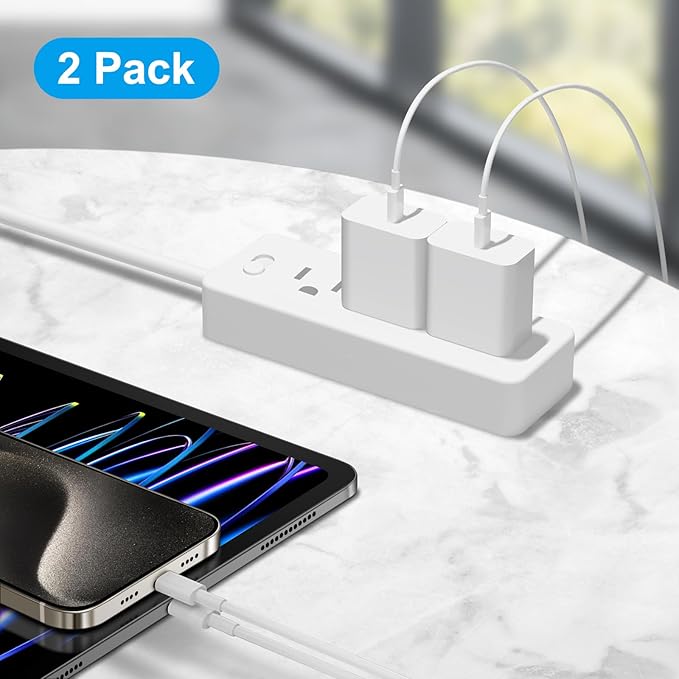 iPhone 17 16 15 Charger Fast Charging 10FT - 20W USB C Charger Block with 10FT Type C to C Cable Compatible with iPhone 17/17 Pro/17 Pro Max/Air/16/16e/15, iPad Pro, iPad Air (White)