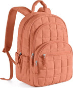 BAGSMART College Laptop Backpack, Travel Backpack for Women, Quilted Casual Daypack, Water-Resistant Bookbag for 15.6 Inch Laptop, Orange