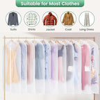 Carbrea 12 Pack Garment Bags for Hanging Clothes - Translucent Dress Bag for Closet Wardrobe Storage Travel - 24" x 49"