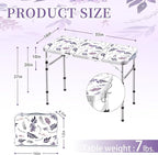 Yriuat Folding Camping Table 3ft Portable Pinic Table Adjustable Height Small Card Table Aluminum Foldable Lightweight with Carry Handle for Outdoor Indoor Hiking Camp BBQ Beach (Misty Lilac)