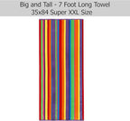 COTTON CRAFT Oversized Beach Towels - 2 Pack Summer of Siam XXL 35x84- The Big Kahuna 7 Foot Extra Large Beach Blanket Towel - Big & Tall - 100% Cotton Velour Plush Soft Luxury - Multi Color Stripe