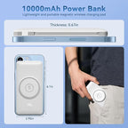 Magnetic 10000mAh Portable Charger for iWatch & iPhone, PD Fast Charging Wireless Power Bank Built-in Cables and Wall Plug, External Travel Battery Pack Compatible with iOS Android Phones