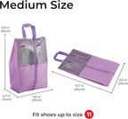 Shoe Bags For Travel, Used As For Storage or Shoe Travel Bag, Space Saving When Travelling With This Travel Shoe Bags For Packing, Waterproof Nylon Sneaker Bag. (Light Purple, 2 Pack, Medium)