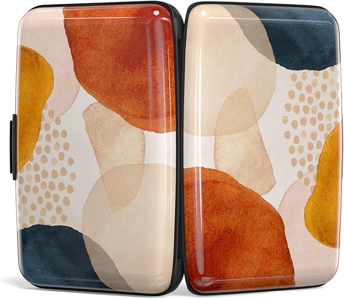 Credit Card Holder, Mini Aluminum Card Wallet RFID Blocking Slim Metal Hard Card Case for Women Men, Abstract Marble