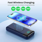 Wireless Portable Charger 40800mAh with 3 Built-in Cables,7-in-1 15W Wireless Charging Power Bank,25W PD QC 4.0 USB C Fast Charging Travel Essential Battery Pack for iPhone 17/16/15/13/12,Android-Blue
