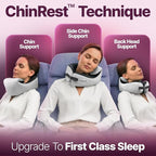 ComfyNap® Versatile Travel Neck Pillow for Airplane [Patented], 9 Positions in 3 Techniques, Plane Pillow with Pure Memory Foam, Travel Pillow with HeadRest Flight Sleep, Travel Essential - Moon