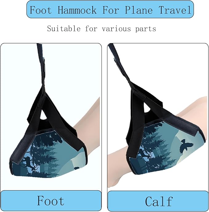 Airplane Foot Hammmock for Plane Travel Accessories Ajustable Foot Rest for Airplane Gadgets,Travel Essentials for Flight Plane,Office,Desk (Forest)