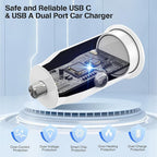 USB C Car Charger for iPhone 17 16 15 Pro Max,40W Dual Port USB-C & USB-A Car Fast Charging Adapter, 2X3FT C to C Cable & A to C Carplay Cable for iPhone 17 16 15 Series/iPhone Air, iPad, Samsung-Blue