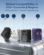 MOMAX Universal Travel Adapter 70W GaN, 3 USB-C PD & 2 USB-A QC, International Power Adapter Outlet, 6-in-1 Wall Charger for Laptop, Phone, European Travel Plug Adapter for UK/US/AUS/JP