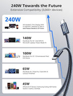 LISEN USB C to USB C Cable, 240W C to C Cable Fast Charging [6.6ft, 4 Pack] Type C Charger Fast Charging USBC to USBC Cable for iPhone 17 16 15 Pro Max iPad MacBook Pro Air M5 Samsung S26 S25 Ultra