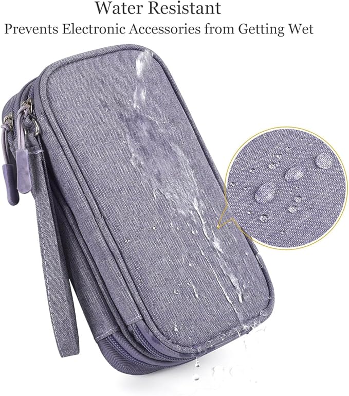 CAAORDKSO Travel Electronic Organizer Pouch Bag, Waterproof Portable Electronic Accessories Storage Multifunctional Case for USB, Cable, Cord, Charger, Phone, Power Bank, Earphone (Purple, Large)