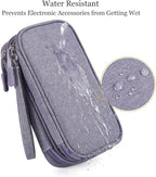 CAAORDKSO Travel Electronic Organizer Pouch Bag, Waterproof Portable Electronic Accessories Storage Multifunctional Case for USB, Cable, Cord, Charger, Phone, Power Bank, Earphone (Purple, Large)