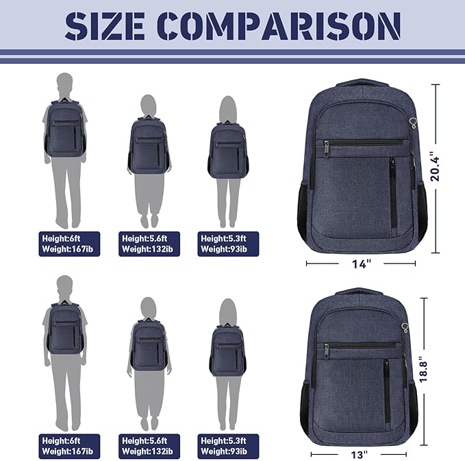 Travel Backpack, 40L Business Laptop Backpack with 17.3 Inch Laptop Compartment, Lightweight Daypack for Flight, Durable Water Resistant Bookbag, Hiking, Work Backpack for men, Blue