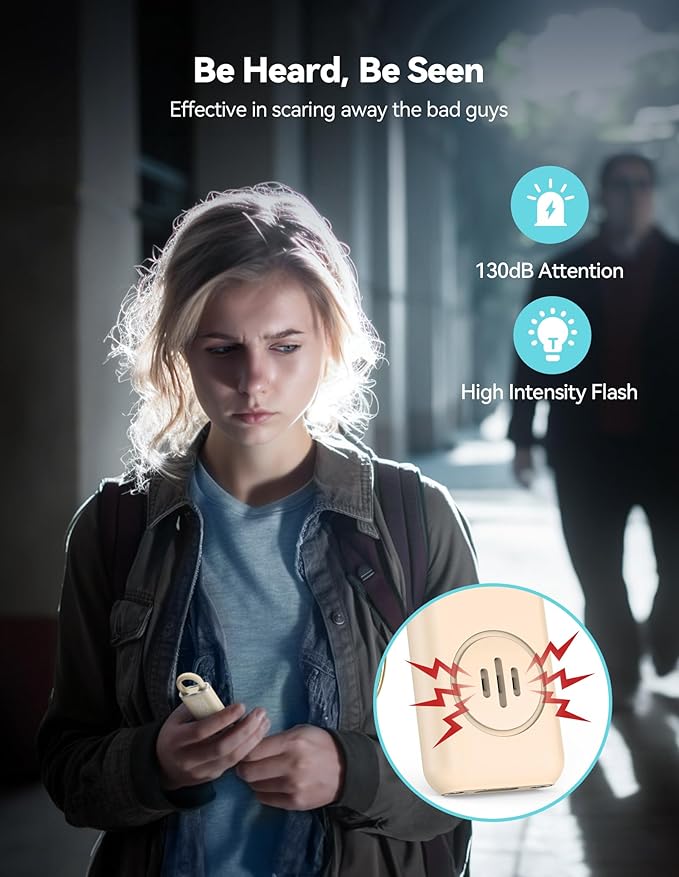 TECKNET Rechargeable Personal Safety Alarm for Women, 130dB Self Defense Keychain Alarm with SOS Strobe Light, Low Battery Notice, Personal Alarm Loud Siren Safety Keychain for Girls Kids Elderly