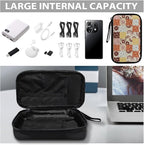 Patchwork Electronic Organizer Tech Accessory Pouch Electronic Accessories Carry Case Storage Bag for Cable Cord SD Card Travel Bag Cable Organizer