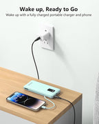 charmast Portable Charger with Built-in Cables and Plug, 10000mAh USB C Power Bank Fast Charging, External Battery Pack Slim, Travel Essentials Compatible with iPhones, Samsung Galaxy, iPad