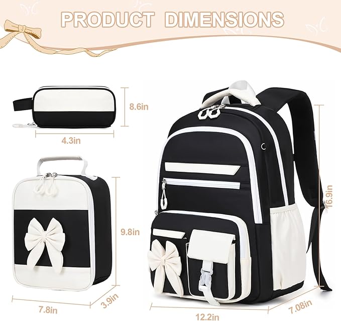 DIGOBAY Backpack for Girls, 3PCS Girls Backpack for School with Lunch Bag Pencil Case, Cute Kids Teens Bookbag for Kindergarten Elementary Preschool Middle School