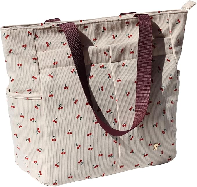 ESVAN Original Floral Tote Bag Large Shoulder Bag with Multi Pockets for Gym Travel Beach Daily Bags
