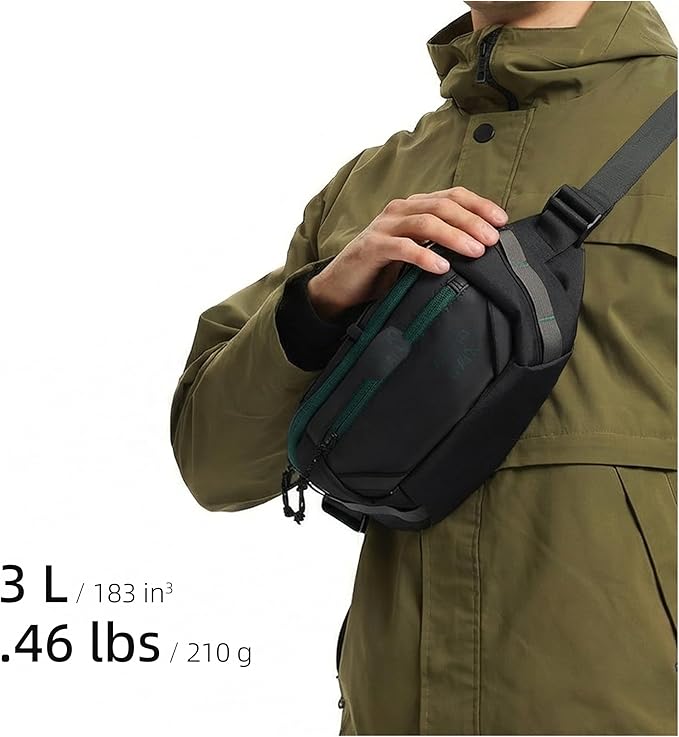 Travel Fanny Pack 3L, Crossbody Adjustable Strap, Padded Back, Water Repellent