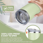 20 oz Tumbler with Lids and Straws, Stainless Steel Insulated Travel Coffee Mug, Double Wall Vacuum Insulated Tumblers, Powder Coated Coffee Tumbler for Cold & Hot Drinks (Green Tea)