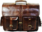 URBAN DEZIRE 16 inch Leather Messenger Bag Brown Vintage Satchel Genuine Laptop Computer Office Shoulder Handmade Briefcase for Men