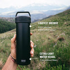 ESPRO Go P0 Ultralight French Press Coffee Maker for Travel, Vacuum Insulated Stainless Steel, 16 Ounces, Matte Meteorite Black