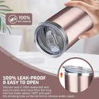 20 oz Tumbler with Lids and Straws, Stainless Steel Insulated Travel Coffee Mug, Double Wall Vacuum Insulated Tumblers, Powder Coated Coffee Tumbler for Cold & Hot Drinks (Rose Gold,4pack)