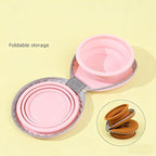 Collapsible Dog Bowls,2-in-1 Pet Bowls with Zipper Carrying Case and Carabiner Clip for Traveling Hiking Camping Walking,Pink