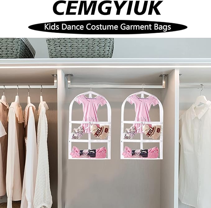 Waterproof Hanging Garment Bag,35 Inch Garment Bags For Hanging Clothes,Garment Bags For Travel Storage,Kids Garment Bag with Full Zipper for Dance Costumes,Sports,Skating,Theatre,Beauty Pageants